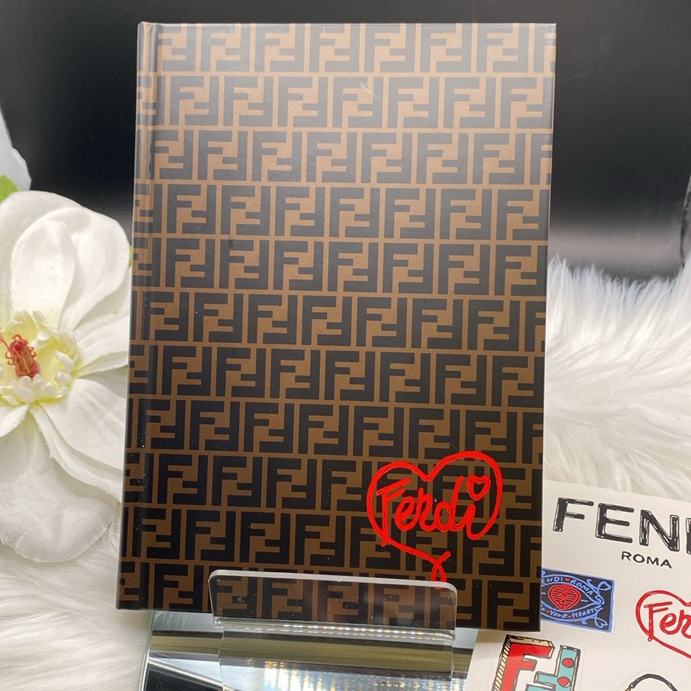 FENDI ROMA NOTEBOOK with FENDI Stickers, 7.5” x 5.25” x .25” LINED PAGES NEW! - Picture 3 of 11